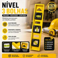 Nível 3 Bolhas 30 cm Medição Niveladora Régua Alta Precisão Profissional Construção