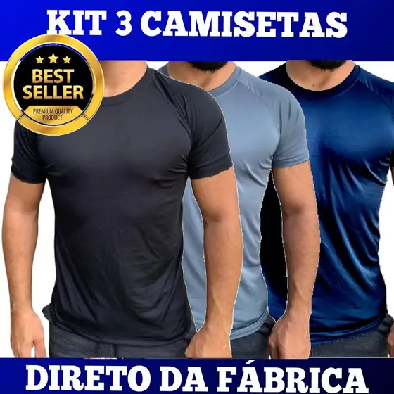 Kit 3 Camisetas Masculina Dry Fit