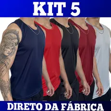 KIT 5 Regata Dry Fit Masculina - Casual - Treino - Academia - Esportes - Exercícios - Corrida