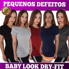 Camiseta Baby Look Dry Fit Feminina Com Pequenos Defeitos -  Academia Corrida Esporte Casual