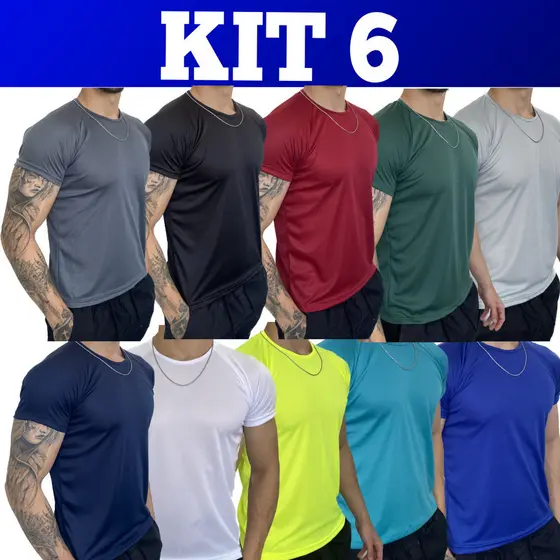 Kit 6 Camisetas Dry Fit Masculina - Casual - Treino - Academia - Esportes - Exercícios - Corrida