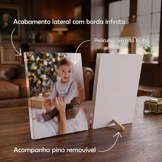 Quadro com foto estilo porta retrato decorativo de mesa borda infinita 20x15