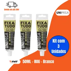 Kit Com 3 Cola Fixa Tudo Até Debaixo D'água 80g Unipega