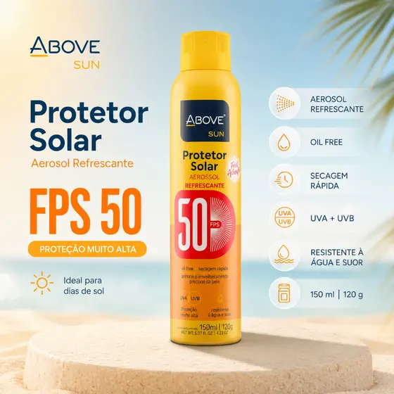 Protetor Solar Spray Aerossol Refrescante Fator 50 150ml Above