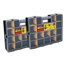 Kit 2 Maleta Plástica C/divisórias Volúvel 17 Organizadora Cor Preta