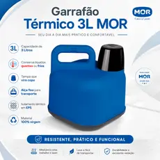 Garrafa Garrafão Isolamento Térmico 3 Litros Conserva Frio Quente Resistente Mor