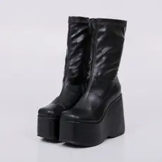 Bota Plataforma Anabela Cano Médio Kimberly Salto Alto Elegante Not-me shoes
