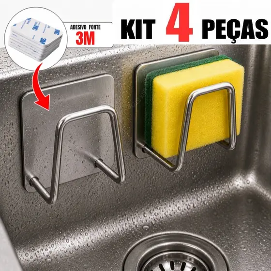 4/2/1 Suporte Inox de Esponja De Pia Gancho Cozinha Aço Inox Bucha Banheiro Multifuncional Organizador Utensílio