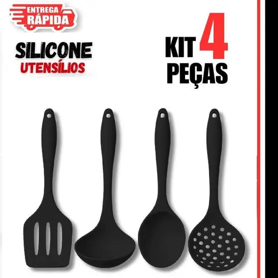 4 Peças de Silicone Concha Multiuso Colher de Arroz Escumadeira Para Fritura Espátula Vazada Premium Resistente