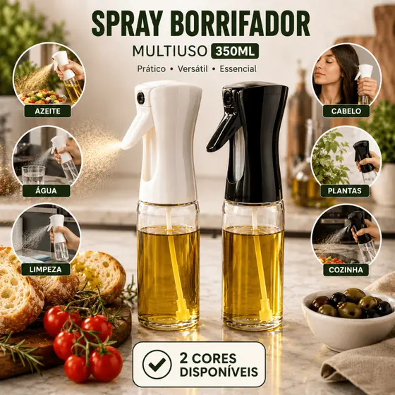 Spray Pulverizador Azeite 350ml Vidro Multiuso Borrifador Óleo Vinagre Água Air Fryer Cozinha Limpeza Plantas