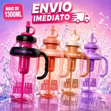 Garrafa de Água Grande 1300ml com Canudo Em Silicone e Filtro com Tampa Resistente Academia Fitness