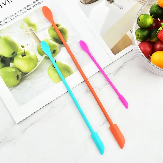 Espátula De Silicone Dupla Cabeça Mini Ponta Pequena Para Cosméticos