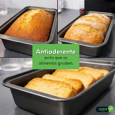 Kit 2 Forma De Pão Antiaderente Aço Carbono Bolos Tortas Não Gruda