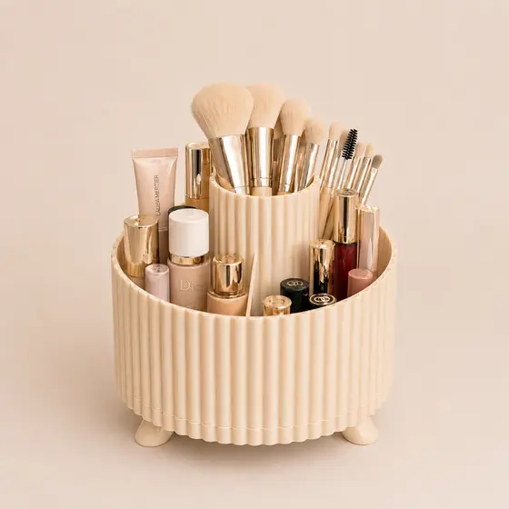 Organizador de Mesa Para Maquiagem Pincéis Batons Cosméticos Giratório 360° Premium Para Mesa Penteadeira Quarto