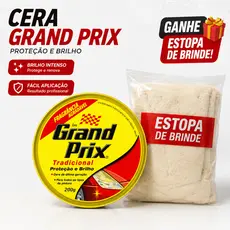 Cera Grand Prix Tradicional 200g + Estopa De BRINDE  Proteção e Brilho