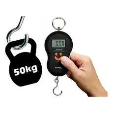 Balança de Gancho Metal Portátil Digital Mão Bolsa Mala Peixe Até 50kg