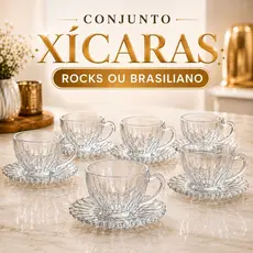 Jogo de Xicaras 6 ou 12 Peças de Vidro Moderna Para Cozinha e Café Chá Perola Resistente
