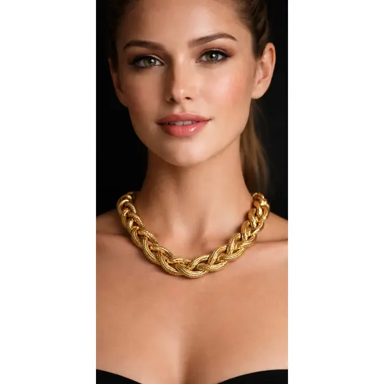 Colar Feminino Corrente Grossa Bicolor – Dourado e Prata | Estilo Luxo