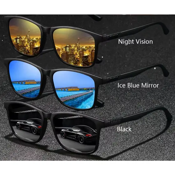 Óculos de Sol Unissex Retangular UV400 Espelhado Proteção Anti-Reflexo 58mm Com Saquinho de Proteção