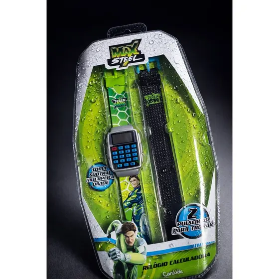 Relógio Calculadora Max Steel Infantil – 2 Pulseiras | Radical e Educativo