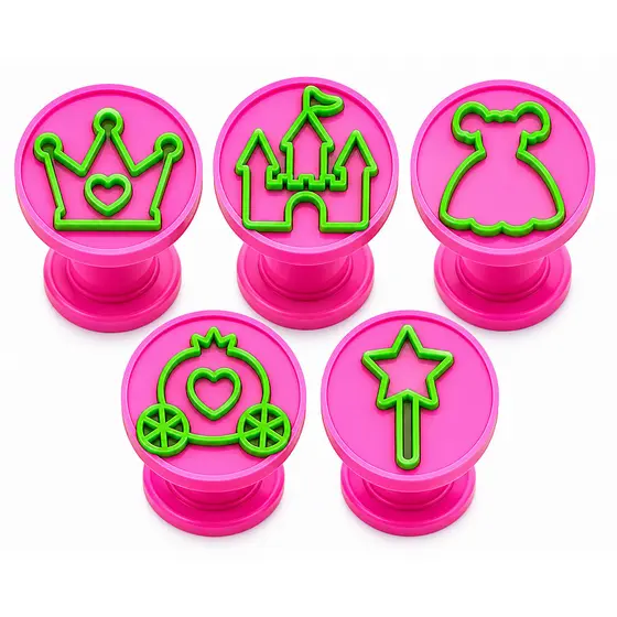 Kit 5 Carimbos para Doces Tema Princesas, Castelo, Coroa, Festa Infantil e Docinhos Personalizados