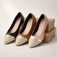 Sapatilha Feminina Bico Fino com Brilho Dourado – Confortável Elegante Dia a Dia