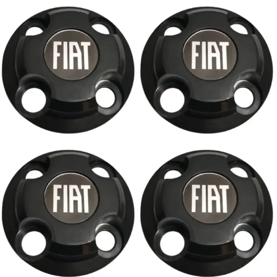 04 CALOTINHAS FIAT ADESIVO PRETO Aro 13  14 e 15  DOBLO, STRADA, PUNTO, FIORINO, PALIO, SIENA, UNO, ARGO, MOBI