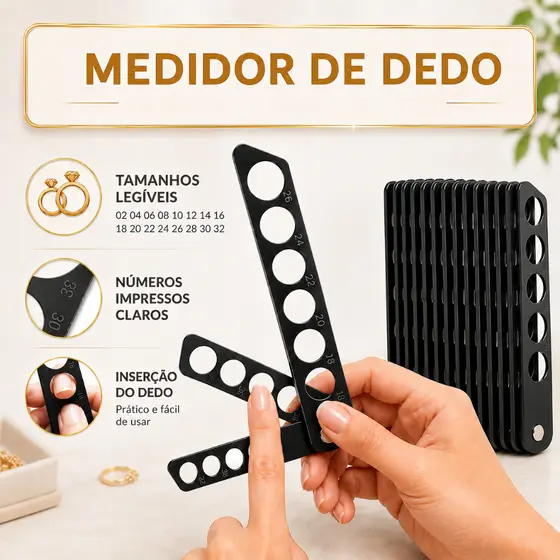 1 Medidor de dedo anel aliança aneleira de plástico régua