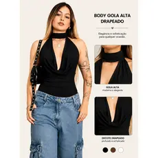 Body Feminino Elegante Decote Profundo com Gola Halter – Sensual e Sofisticado