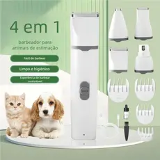 4 Em 1 Maquina Tosa Pet Gato Aparadora Baixo Ruido Recarregavel Kit QUEIMA ESTOQUE