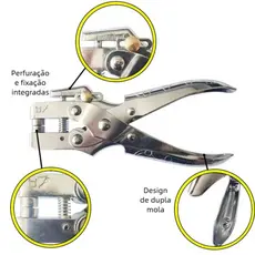 Profissional Alicate 2 em 1 – Fura e Aplica Ilhós, Kit com +100 Ilhós