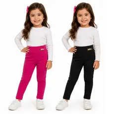 Kit 2 Calça Legging Lisa Infantil Menina Roupa Feminina