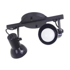 Luminaria de Teto Lustre Spot Trilho 2 Lampadas de Sobrepor Direcionável E-27 Preto