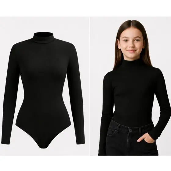 Body Feminino Infantil Collant PP 34-36 e P 36-38 Suave Leve e Tecido Flexível Proteção Frio e Calor