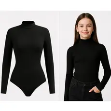 Body Feminino Infantil Collant  PP 34-36 e P 36-38 Suave Leve e Tecido Flexível Proteção Frio e Calor