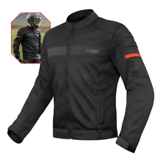 Jaqueta X11 Super Air Masculina Proteção Motociclista Verão Preto Vermelho Motoqueiro Moto Ventilada