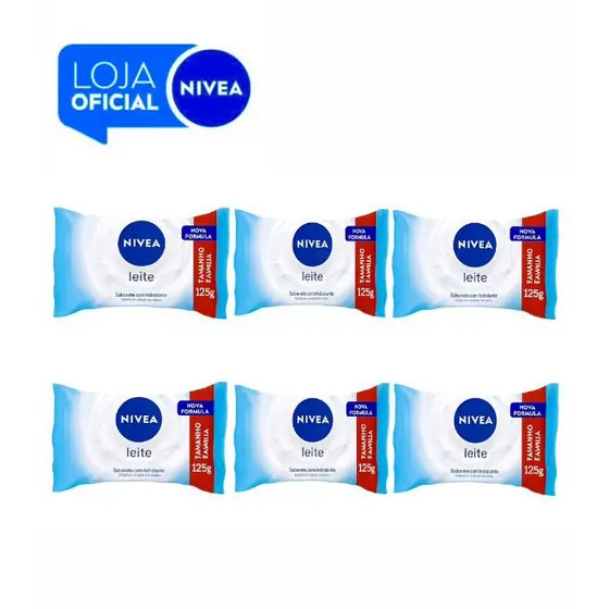 KIT NIVEA Sabonete em Barra Leite 125g - 6 Unidades