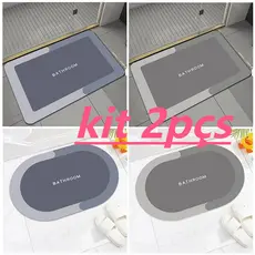Kit 2pçs Tapete Para Banheiro De Secagem Rápida E Super Absorvente Para Chuveiro, Cozinha E Varanda