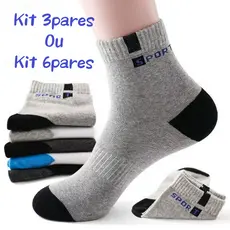 Kit 3 ou 6 Pares de Meias Masculina Adulto Cano Longo Alto com Estampa