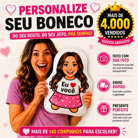ALMOFADA BONECOS PERSONALIZADOS FOTO ROSTO