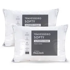 Kit 2 Travesseiro Suporte Médio e Firme Softy Firme 70x50cm Fibra Importada Antialergico Toque Macio