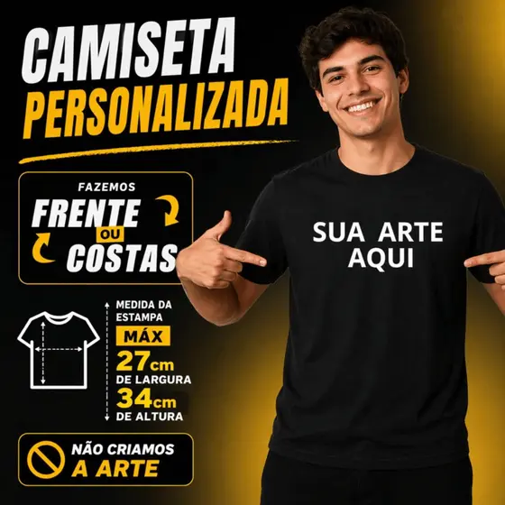 Camiseta Personalizada Unisex 100% Algodão Várias Cores Frases Ou Desenhos Produção Imediata