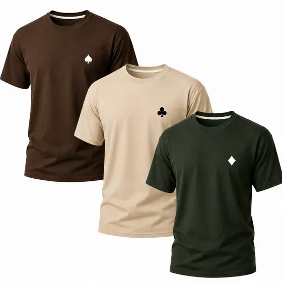 Kit 3 Camisetas Masculina Sorte Luck Slim Algodão