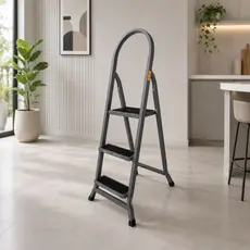 Escada Doméstica 3 Degraus Aço Reforçada Dobrável Antiderrapante 120kg