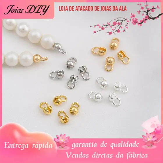 14K banhado a ouro cor posicionamento grânulo fivela linha de corrente nó acabamento fivela DIY pulseira colar conexão f
