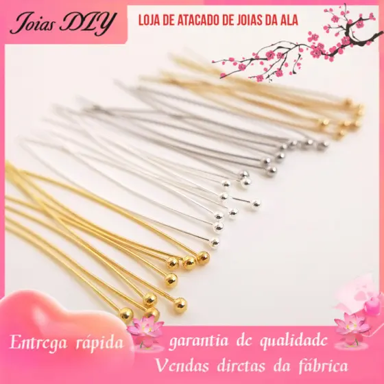 18K banhado a ouro prata cor retenção pino redondo grânulo pino DIY acessórios artesanais pérola pingente brinco Materia