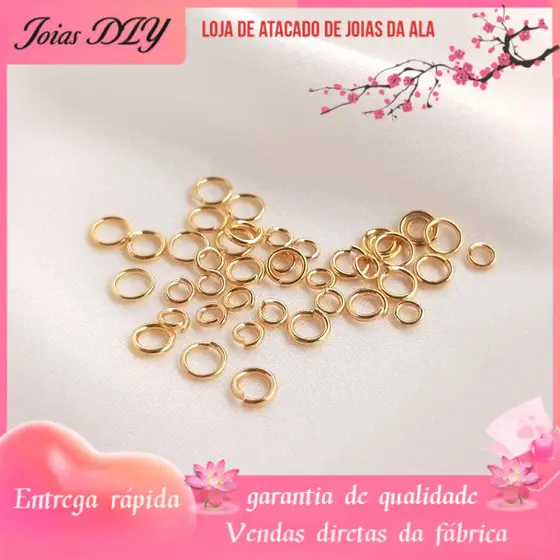 14K banhado a ouro cor-preservando anel aberto colar pulseira acabamento conexão anel artesanal DIY jóias acessórios O-r