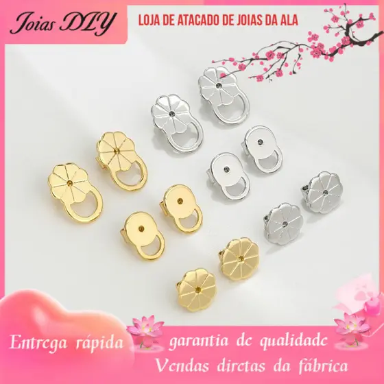 Tampões para os ouvidos em forma de flor de platina banhados a ouro espessados com preservação de cores Flor de ameixa c