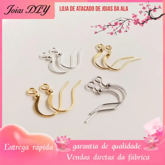 Retenção de cor 14K banhado a ouro hipoalergênico gancho de orelha plana DIY brinco jóias gancho de orelha acessórios ar