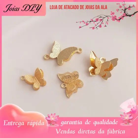 Retenção de cor 14K areia banhada a ouro piscando dupla camada pequena borboleta pingente acessórios pingente duplo Mate
